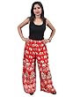 Women Boho Harem Orange Elephants Printed Wide Leg Palazzo Pants Trousers