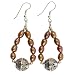 EXP Handmade Gold Pearl Dangle Earrings With Antiqued Silver Beads