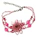 Floral Pink Beaded Link Bracelet