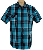Burnside Plaid Short Sleeve Button Up Teal