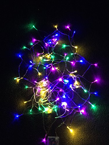 ( ELEFANG ) 多彩カラー♪【 イルミネーション LED ライト 電飾 】 4 M 七色新版 赤色 黄色 藤色 緑色 青色 / 電池 式 / クリスマス ツリー 飾り LITE / 保証書付 (七色新版4m40球)