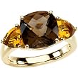 14K Yellow Gold Smoky Quartz and Citrine Ring