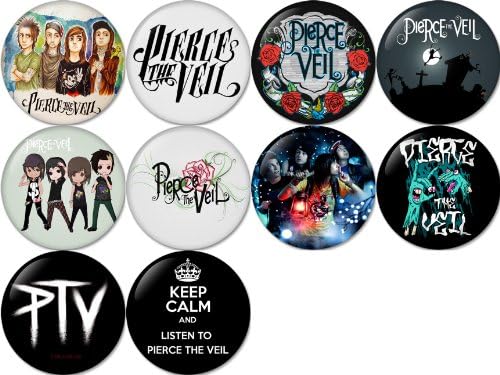Pierce the Veil Pinback Buttons Badge 1.25 Inch (Set of 10) NEW