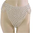 Bellydance White Brass Flower and Bell Bikini Bottom, One size fits waist or hips up to 40", For belly dancing costume or just for fun