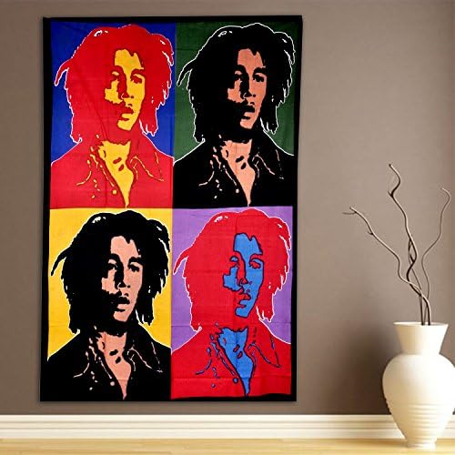 ModTradIndia-Bob Marley Tapestry, Indian Hippie Wall Hanging , Bohemian Bedspread, Mandala Cotton Dorm Decor Beach Blanket