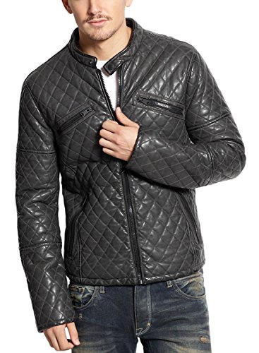 Rogue State Faux Leather Quilted Jacket X-Large XL Gray Full Zip &amp; Insulated