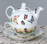 Butterfly Garden Teapot & Cup - Tea for One Tea Pot Cup Set