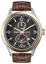 Timex - T2M977PF - Montre homme - T Séries Automatique - Analogique - Cadran Rond en Acier inoxydable - Fond Noir - Bracelet en cuir marron