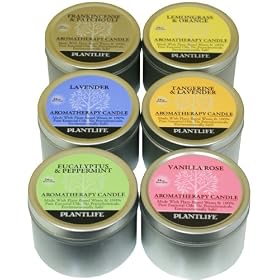 TOP 6 Aromatherapy Candles- made with 100% pure essential oils- Vanilla Rose, Eucalyptus... by Plantlife