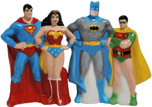 Westland Giftware Superheroes Magnetic Ceramic Salt and Pepper Shaker Set, 4-Inch