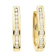 14K Yellow Gold 1 ct. Diamond Channel Set "U" Shaped Huggie Earrings