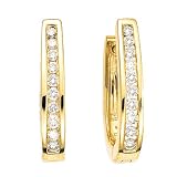 14K Yellow Gold 1/2 ct. Diamond Channel Set U Shaped Huggie Earrings