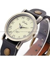 Watches For Women Black EC101 Dalas Retro Bronze Case Lady Women Bracelet Leather Quartz Watch