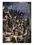 Patriots Dressed as Indians Destroying Tea in Boston Harbor,