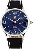 Swiss Emporio Men's Quartz Swiss Made Watch with Blue Dial Analogue Display and Black Leather Strap SE03BLSL10