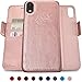 Dreem Fibonacci 2-in-1 Wallet-Case for iPhone XR, Magnetic Detachable Shock-Proof TPU Slim-Case, Allows Wireless Charging, RFID Protection, 2-Way Stand, Luxury Vegan Leather, Gift-Box - Rose-Gold