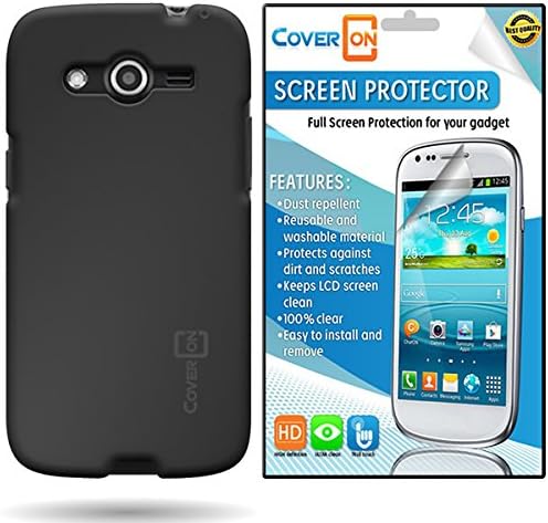 CoverON® Samsung Galaxy Avant Hard Rubberized Slim Case Cover Bundle with Clear Anti-Glare LCD Screen Protector - Black