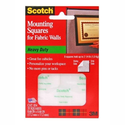 3Mcommercl Removable Cubicle Mounting Squares, Precut 11/16 Squares, 35 Squares/Pack