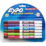 Expo 2 Low-Odor Dry Erase Markers, Fine Point, 12-Pack, Assorted Colors