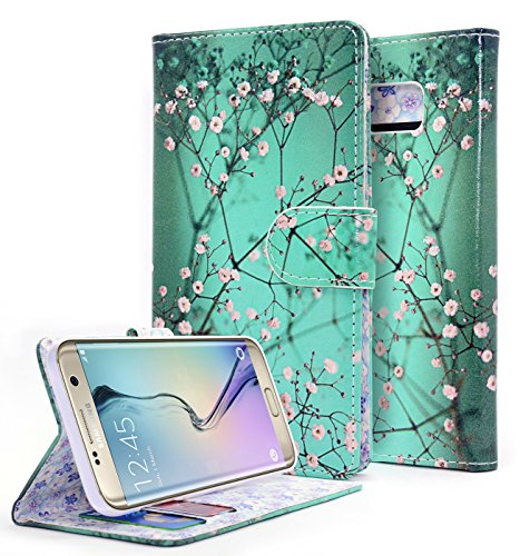 NageBee PU Leather Flip Wallet Case  for Samsung Galaxy S7 Edge - Plum Blossom