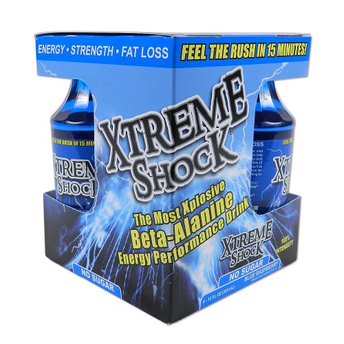 Nutrient Science Xtreme Shock, Blue Raspberry, No Sugar, 4 - 12-Ounce Bottles