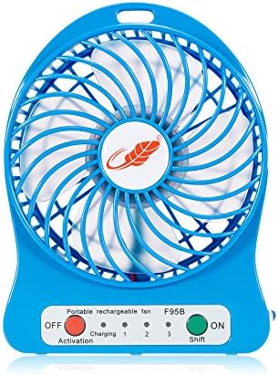 Electric Rechargeable Fan, MG Kool Tech Desktop Mini Fan Portable Handheld Wireless Fan (blue)