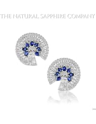 2.90cts of Natural Untreated Blue Sapphires set in 18kw gold earrings with 2.81cts of Diamonds