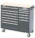 Waterloo PMX4113BK 40-Inch Wide by 19-Inch Deep by 37-1/2-Inch High Black Tool Cart with 11 Ball Bearing Drawers and Tri Channel Construction