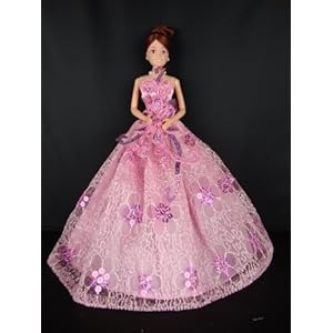 Light Pink Party Dress with Dark Pink Sequins Made to Fit the Barbie Doll Light Pink Party Dress with Dark Pink Sequins Made to Fit the Barbie Doll