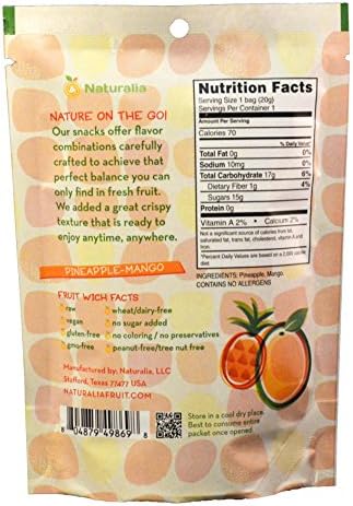 FruitWich All Natural Fruit Crisps, Pineapple Mango, 0.7 oz ( Pack of 10)
