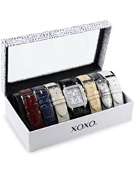 XOXO Womens XO9025 Seven Color Crocodile Interchangeable Strap Set Watch