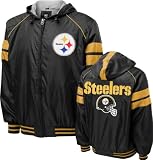 NFL Men's Pittsburgh Steelers Full Zip Hooded Jacket (Black, Large)