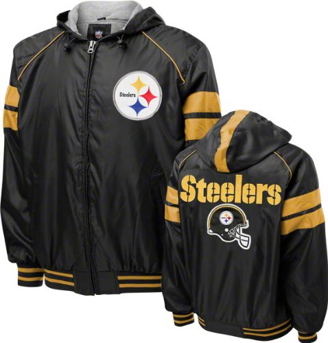 NFL Men's Pittsburgh Steelers Full Zip Hooded Jacket (Black, X-Large)