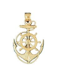 CleverEves 14K Gold Pendant Anchor with Ships Wheel 7.2 - Gram(s)