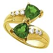 14K Yellow Gold Chatham Created Emerald and Diamond Ring
