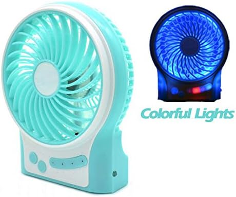 Feceir® Portable mini USB Fan 3 Speeds Strong Wind and Long Life 18650 Rechargeable Battery or Electric-Powered With Adapter + Free LED Light (pink)