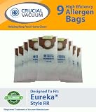 9 Eureka Style RR Allergen Filtration Vacuum Bags - Compare With Eureka Part # 61115, 61115A, 61115B; Designed & Engineered by Crucial Vacuum