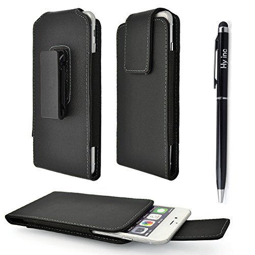 Hy PU Leather Holster Case with 360° Rotating Degree Belt Clip Compatible with Apple Iphone 6 4.7''/Apple 6s includes Hy Stylus Pen (Black)