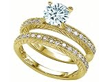 2.05 cttw sterling silver 14k yellow gold plated genuine round aquamarine wedding set
