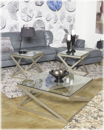 Brushed Nickel Cocktail Table by Famous Design Brushed Nickel Cocktail Table by Famous Design