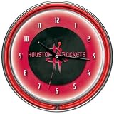 Houston Rockets NBA Chrome Double Ring Neon Clock
