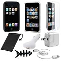 **8-Item Accessory Bundle** for Apple iPod Touch iTouch 2G 2nd Gen Generation 8GB 16GB 32GB + New iPod Touch 3G 3rd Gen 32GB 64GB Includes: Transparent Clear Snap On Crystal Hard Cover Case + Black Rubber Silicone Skin Case + Clear Reusable LCD Screen Protector + USB Car Charger Power Adapter + USB Home Travel Charger Power Adapter + Retractable USB Data Sync Cable + Fishbone Earphone Cord Management + Mesh Travel Bag