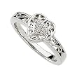 14K White Gold Diamond Heart Ring - 0.04 Ct.