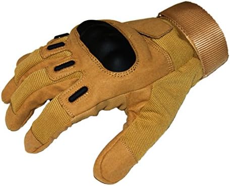Crownover Tactical ECHELON Gloves, Adjustable Full-finger Hard Knuckle Protection Military Shooting Outdoor Cycling Hunting Riding Airsoft Gloves (Desert, Large)