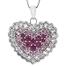 14k White Gold Shades of Pink Sapphire and White Sapphire Heart Pendant Necklace, 18
