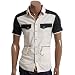 Doublju Mens Casual Two Tone Color Buttondown Shirts BEIGE 2XL (AJ25)