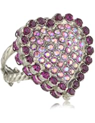Sorrelli "Sweet Heart" Shades of Pink Crystal Pave Heart Adjustable Ring