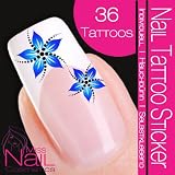 Nail Tattoo Sticker Flower / Blossom - blue / turquoise