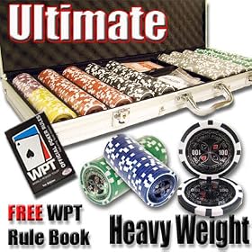 500 Ultimate Poker Chip Set with Free WPT Rule Book. 14 Gram Heavy Weighted Poker Chips.