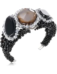 Panacea Black, White and Grey Statement Flexible Bracelet, 7.5"